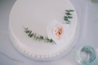 rose on white cake